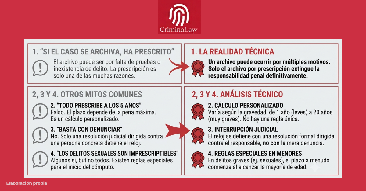 Errores comunes sobre los plazos de prescripción de delitos en España